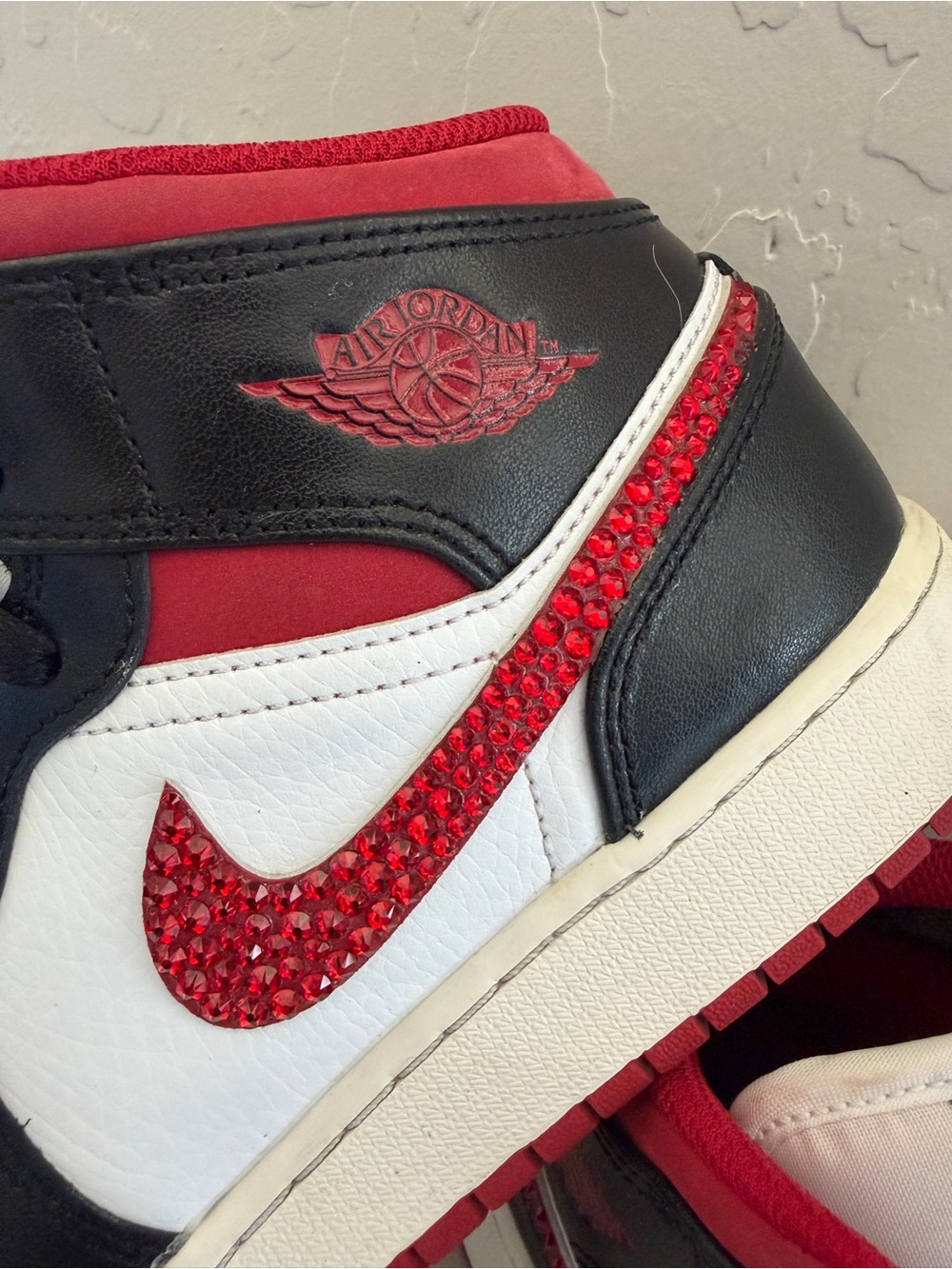 Nike Jordan Mid-Top CUSTOM  Sneakers in Black, White & Red